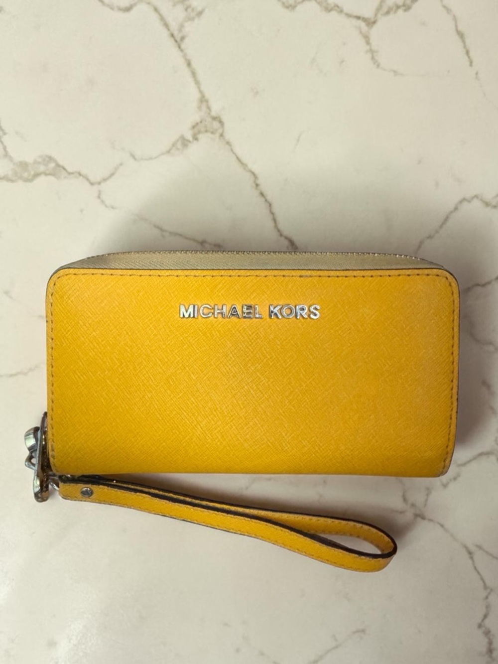 Michael Kors Yellow Zip-Around Wristlet Wallet